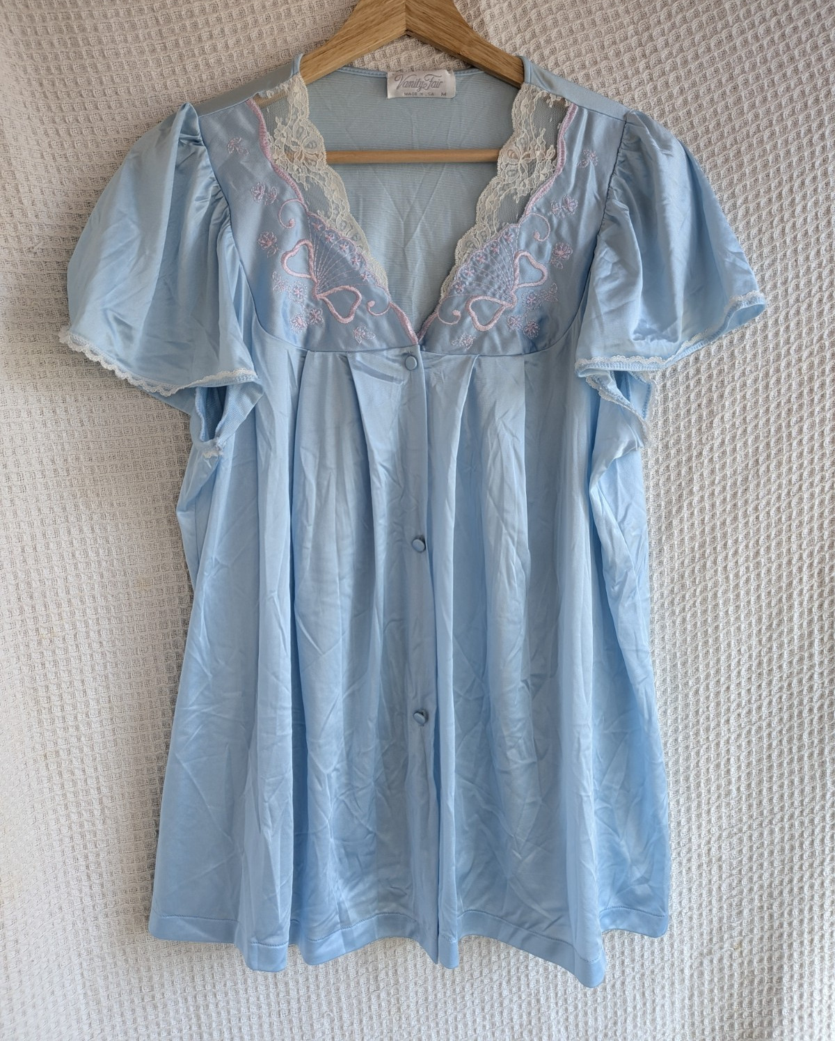 Vintage Vanity Fair Blue Nylon Night shirt Medium