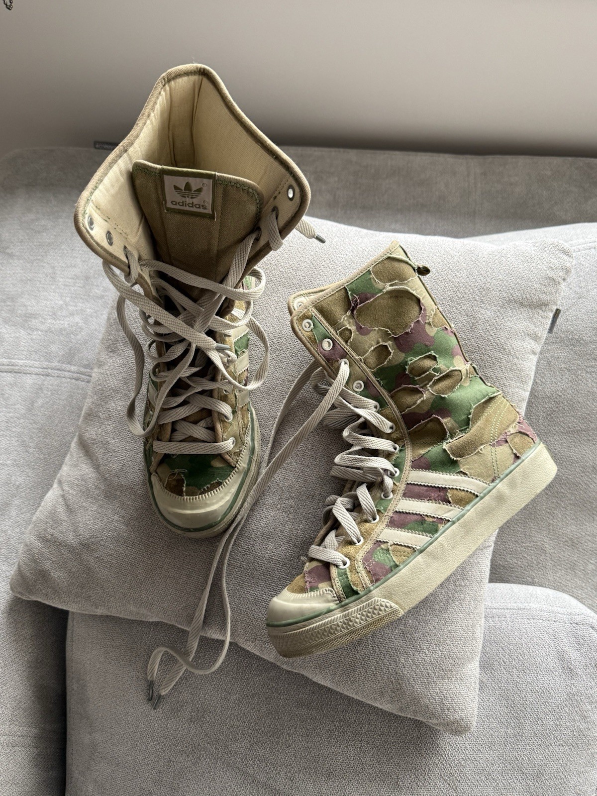 Very Rare 2003 Adidas Nizza Camo Y2K Army Vintage High Shoes Size 40 2/3