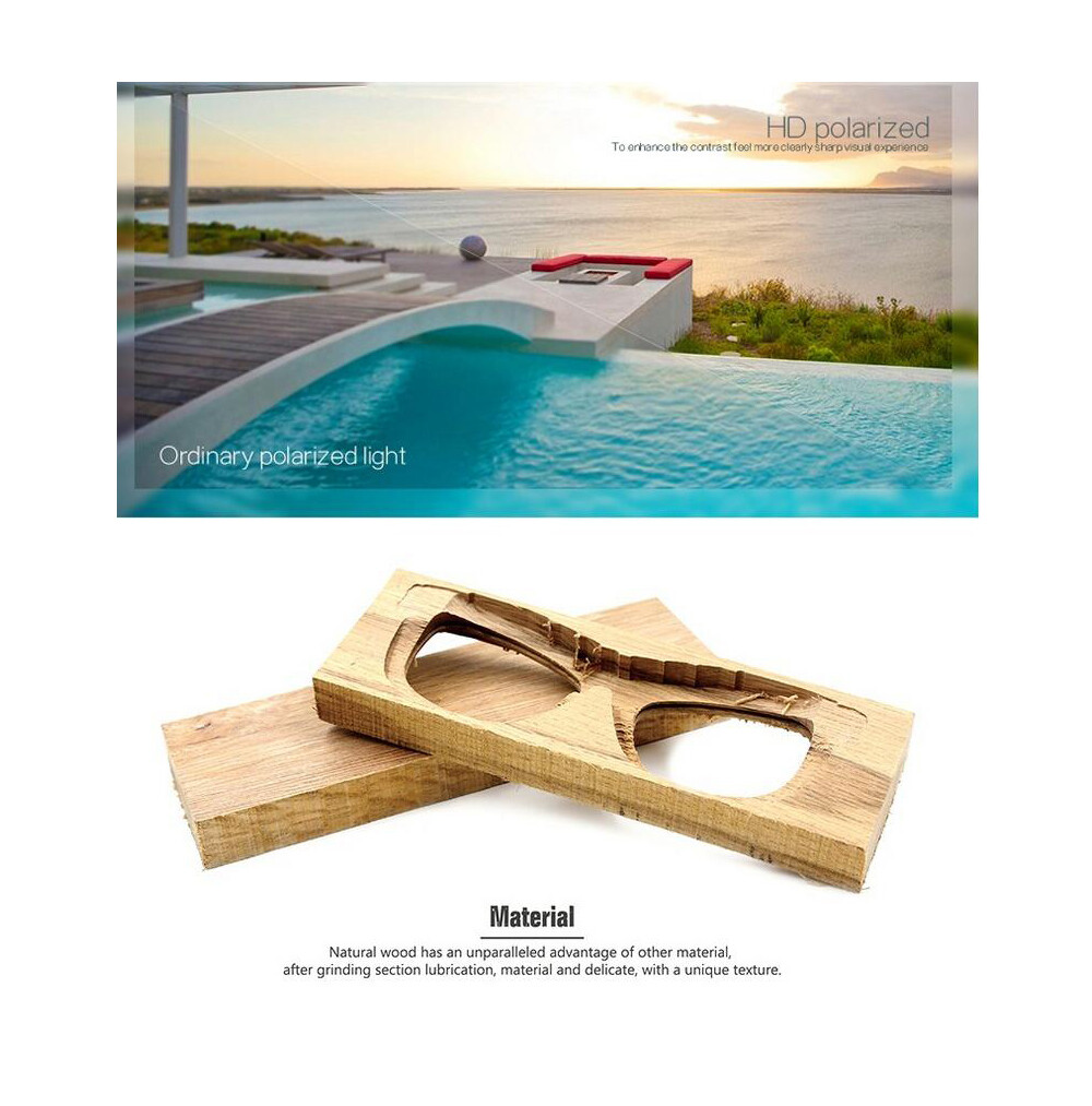 Unisex Zebra Wood Polarized Sunglasses Retro Wooden Frame UV400 Outdoor Glasses