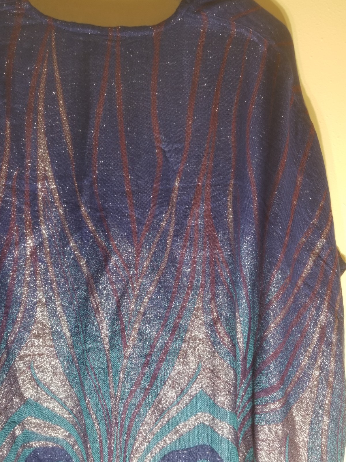 Colleen Lopez Open Front Poncho Sleeve Sparkle Cardi Tassels Size XL Multi Color