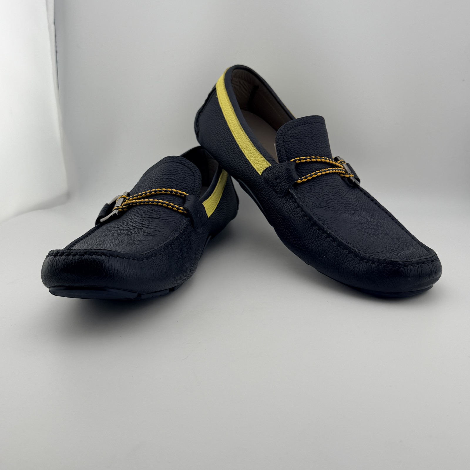 Salvatore Ferragamo Men’s Navy Blue Gancini Driving Loafers US 10.5 E Made Italy