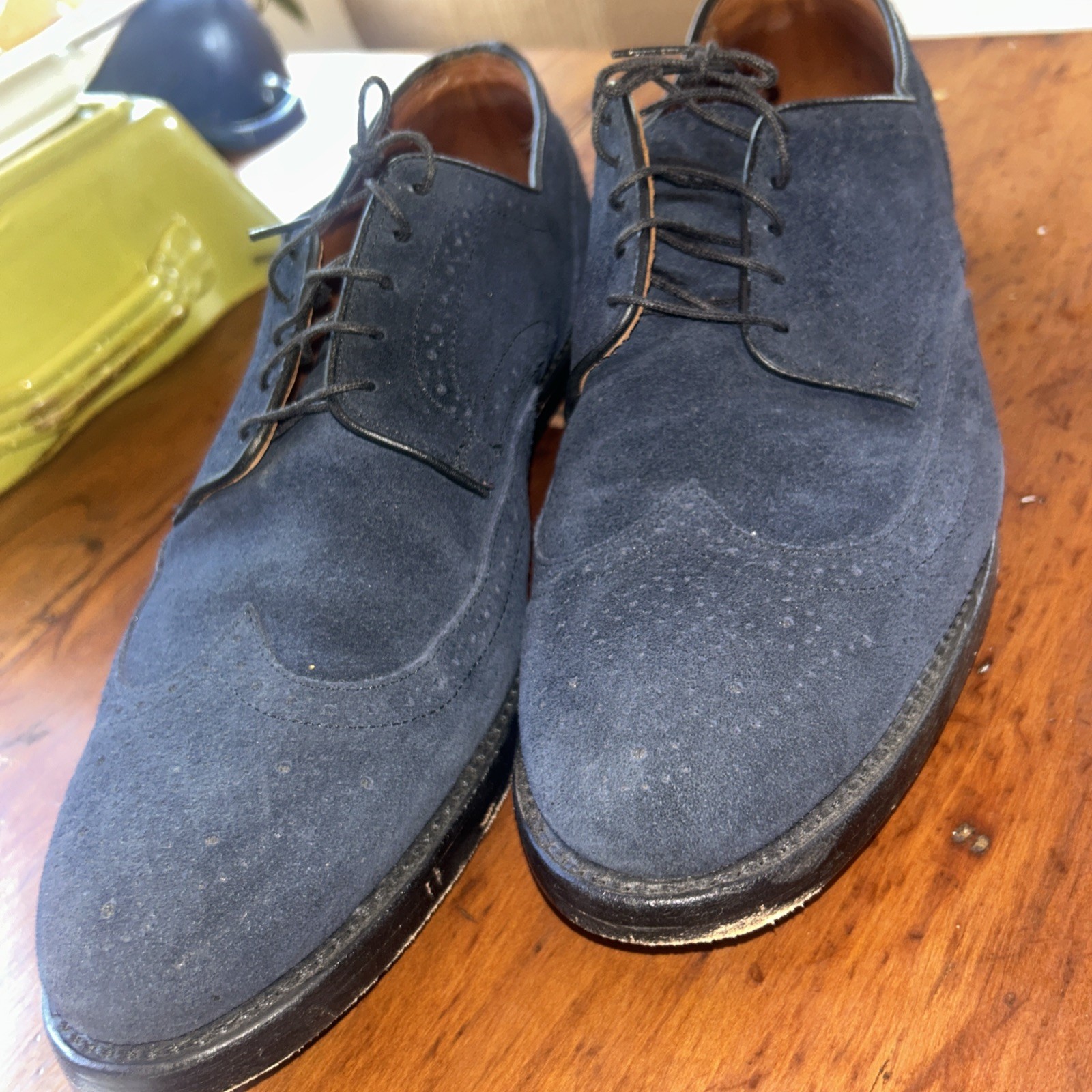 Allen Edmonds “Player’s Shoe” Size 13D Navy Suede Wingtip Oxford Dress Shoes