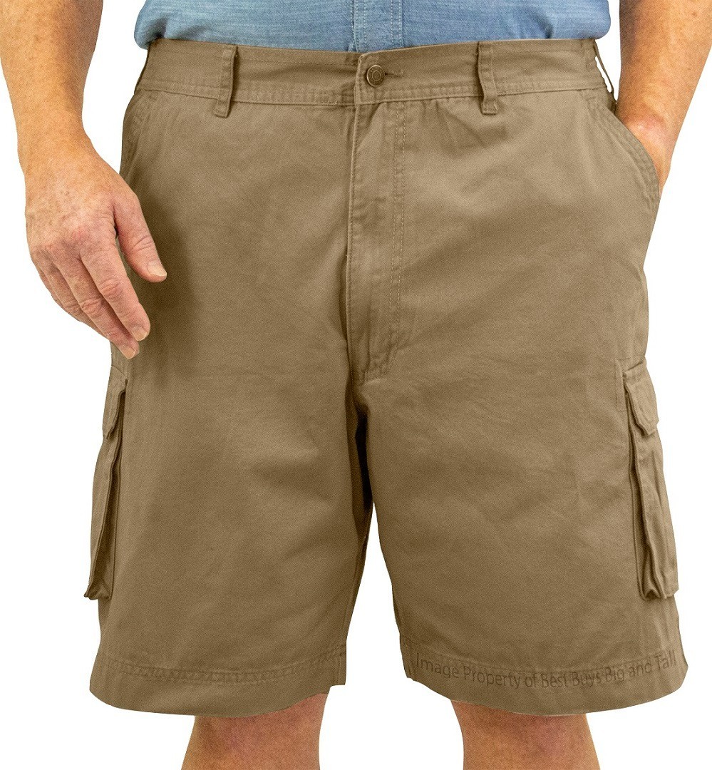 ROCXL Cargo Shorts with Expandable Waist Back Pocket Flaps – KHAKI BROWN Size 68