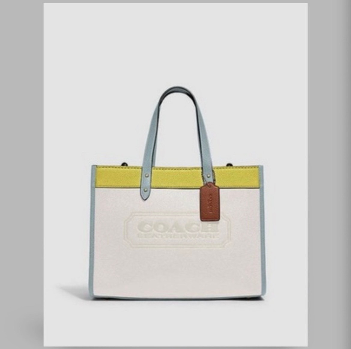 Coach Field Tote Handbag. White/Colorblock