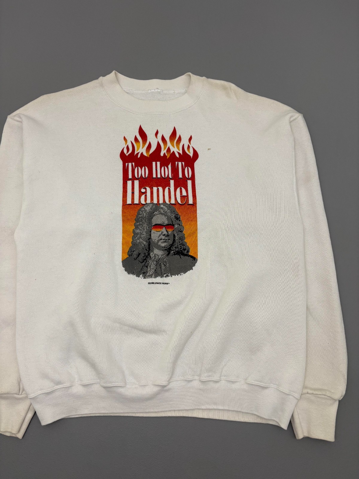 Vintage 90s Too Hot To Handel Sweatshirt Graphic Print Classic Music