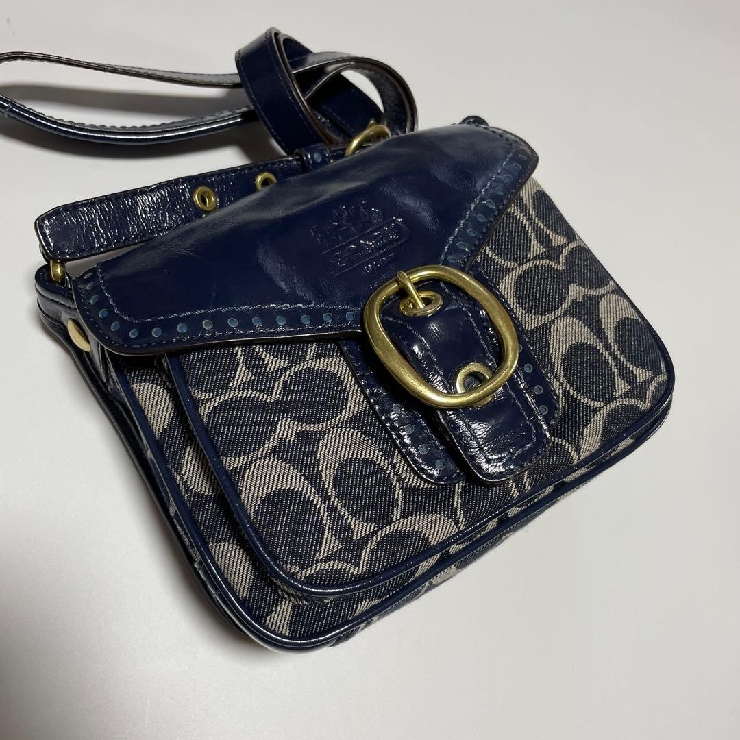 COACH Bleeker Legacy Flapbag Soho Signature Shoulder Bag Navy Denim