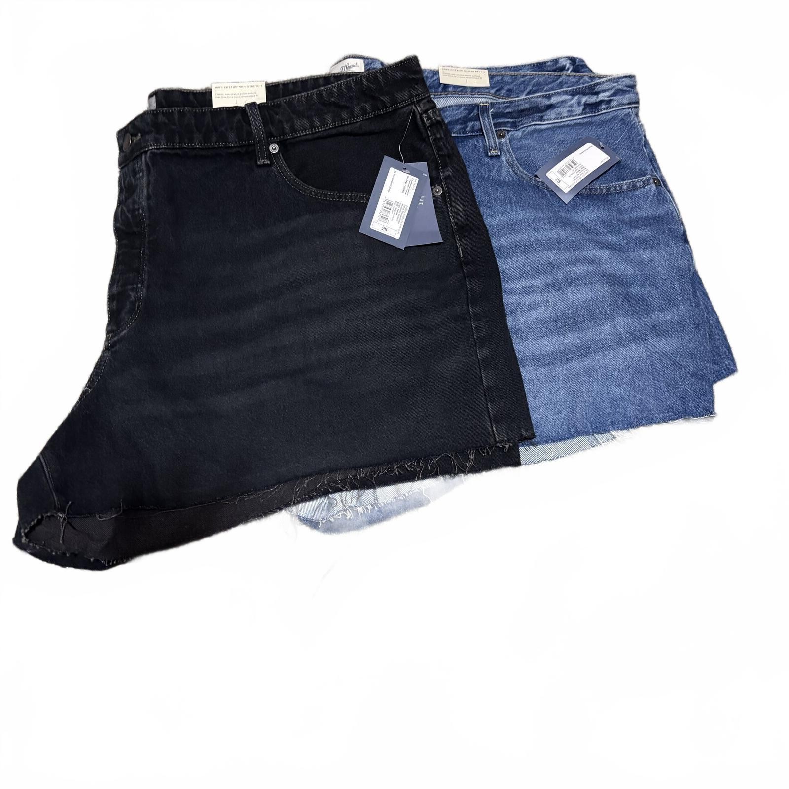 Lot of 2 NWT Universal Thread Plus Size 26 Jean Shorts Denim Black Blue 26W