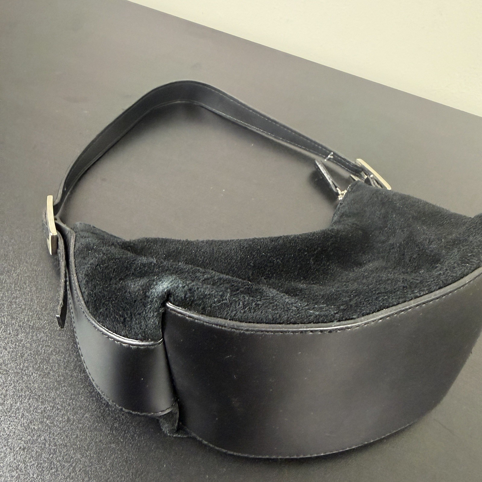 Kathy Ireland Y2K Mini Small Handbag Purse Black Leather Suede Casual Simple