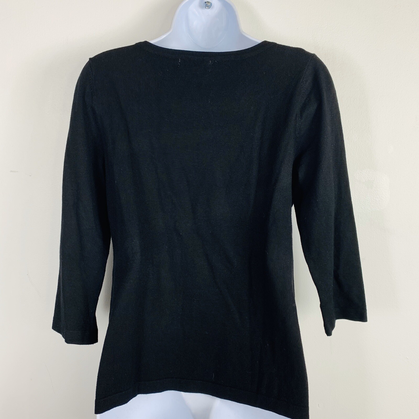 Spense Knits Sweater sz M Black Tight Knit Quiet Luxury Minimalist Modern Casual