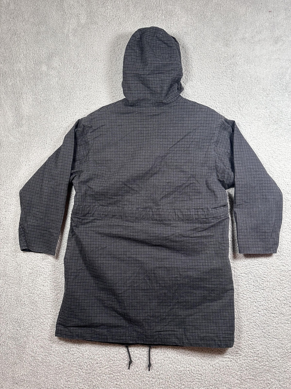 U.Sage Jacket Mens Small Gray Hooded Parka Belted Check Cotton Blend Casual