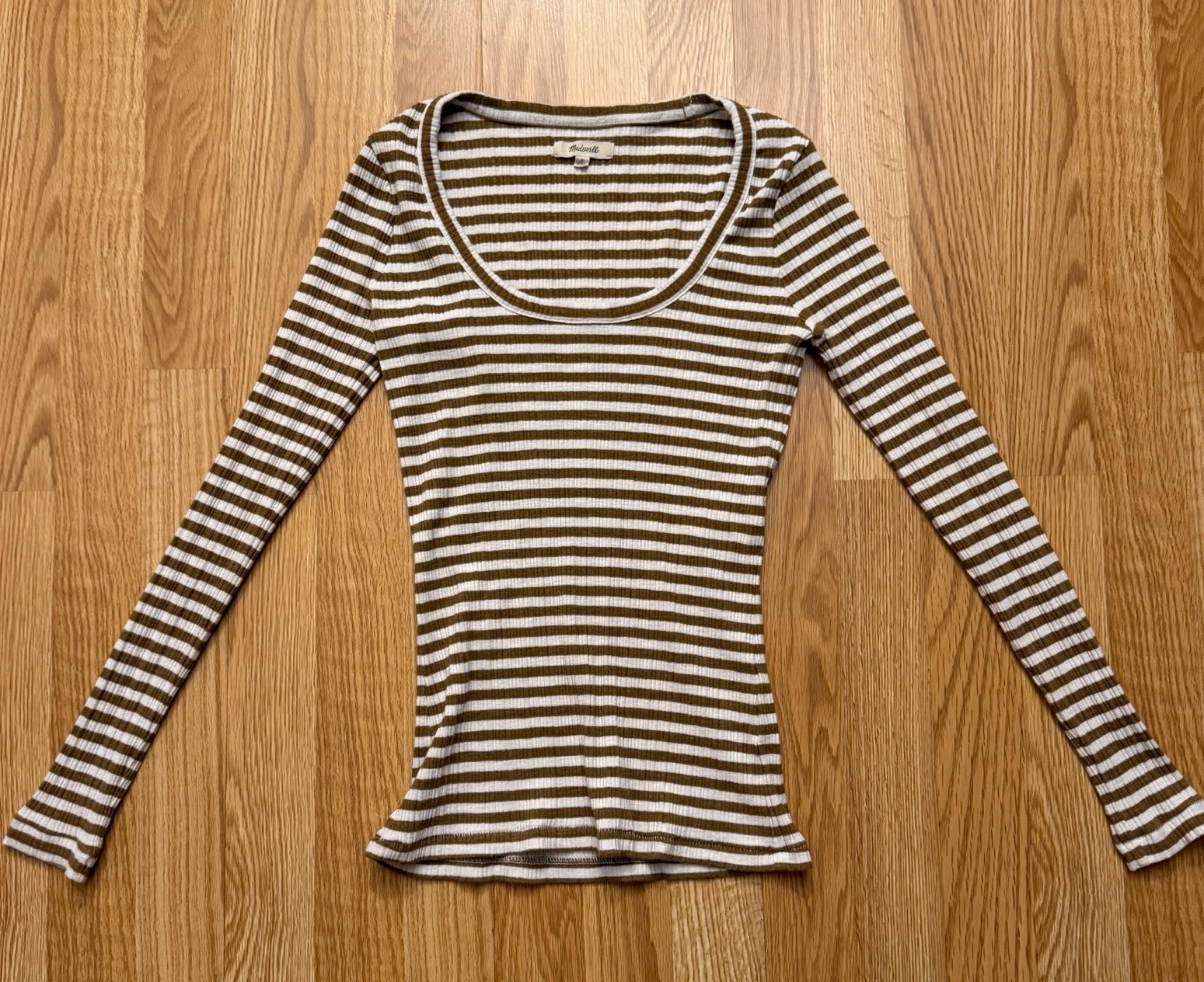 Madewell Brown and White Striped Long Sleeve Women’s Shirt Size Small