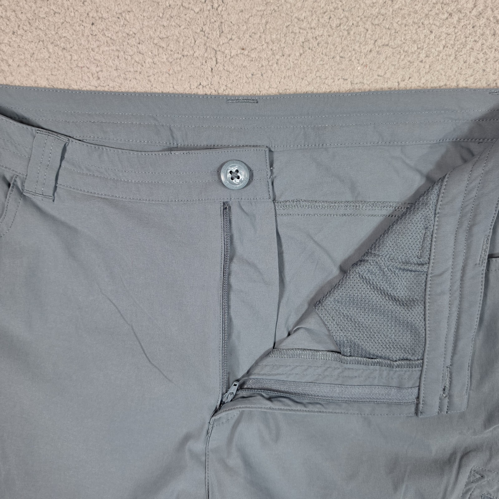 Eddie Bauer Tech Capri Cargo Pants Womens 16 Blue Nylon Stretch Hiking UPF 50+