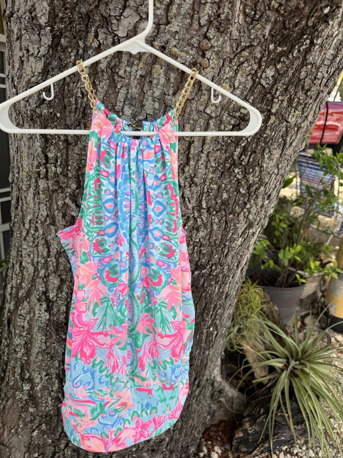 Lilly Pulitzer Bowen Top Women’s MED Stretchy Floral Resort Sleveless