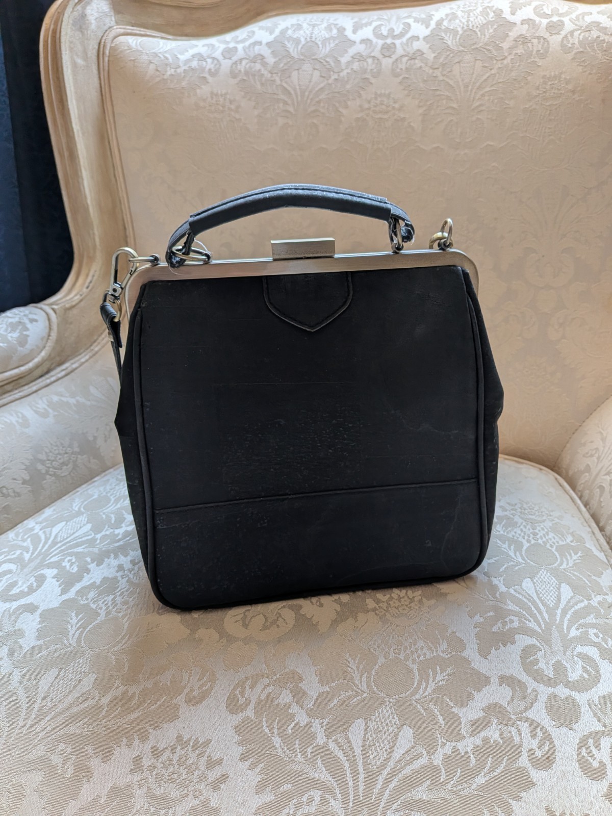LaFlore Paris Bebebark Backpack Bag Womens Medium Black Cork Vegan Convertible