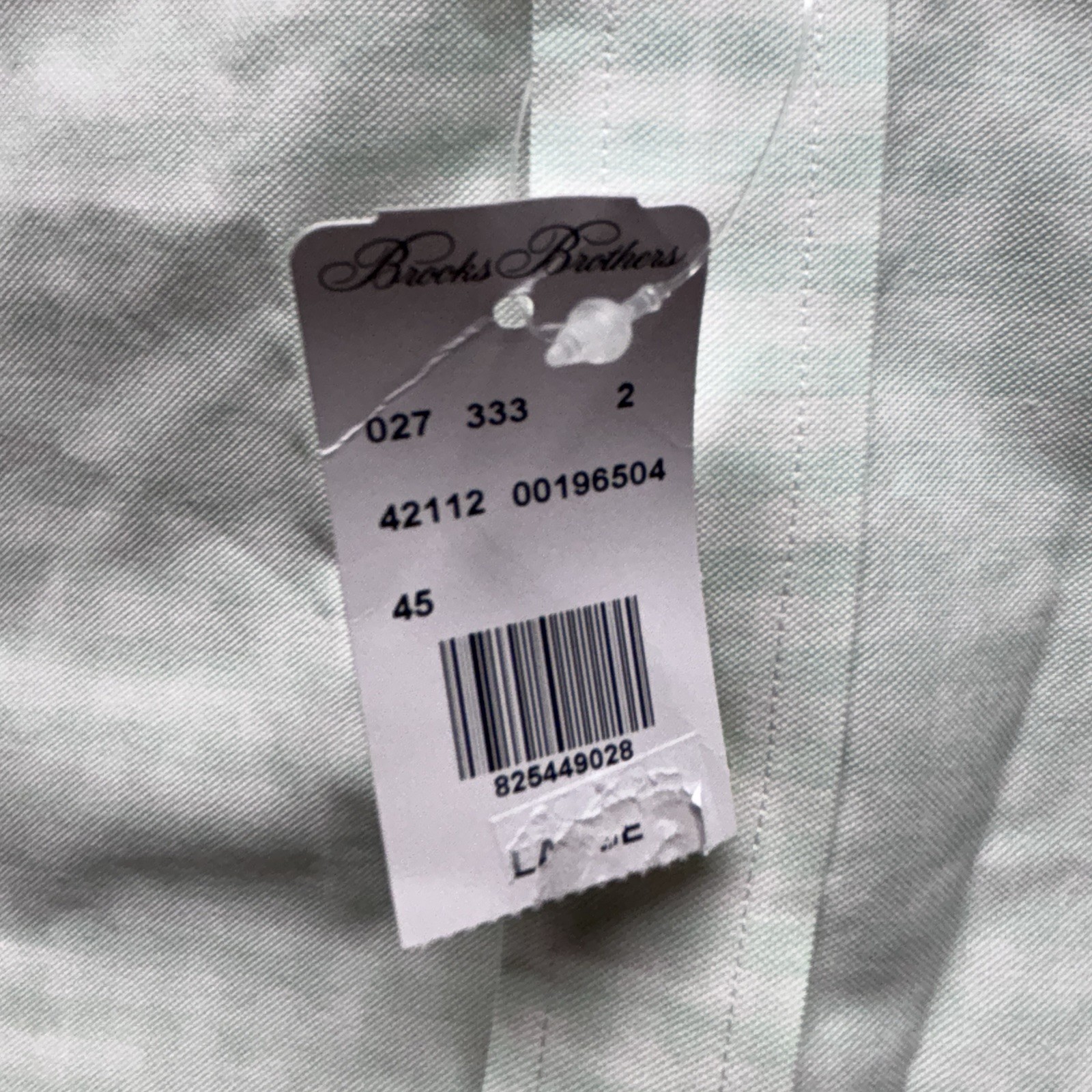 Brooks Brothers 1818 Mens Large Gingham Green Long Sleeve Regular Stretch Shirt