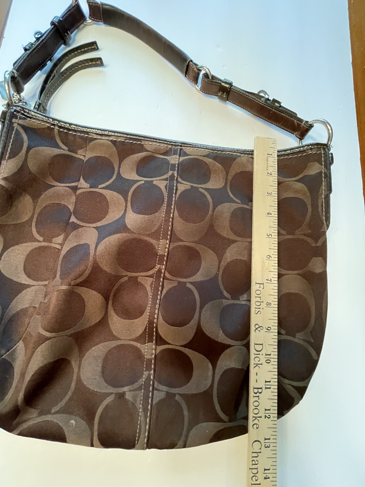 Coach Signature CC Monogram Hobo Bag Brown Y2K Shoulder Handbag Purse EUC VTG