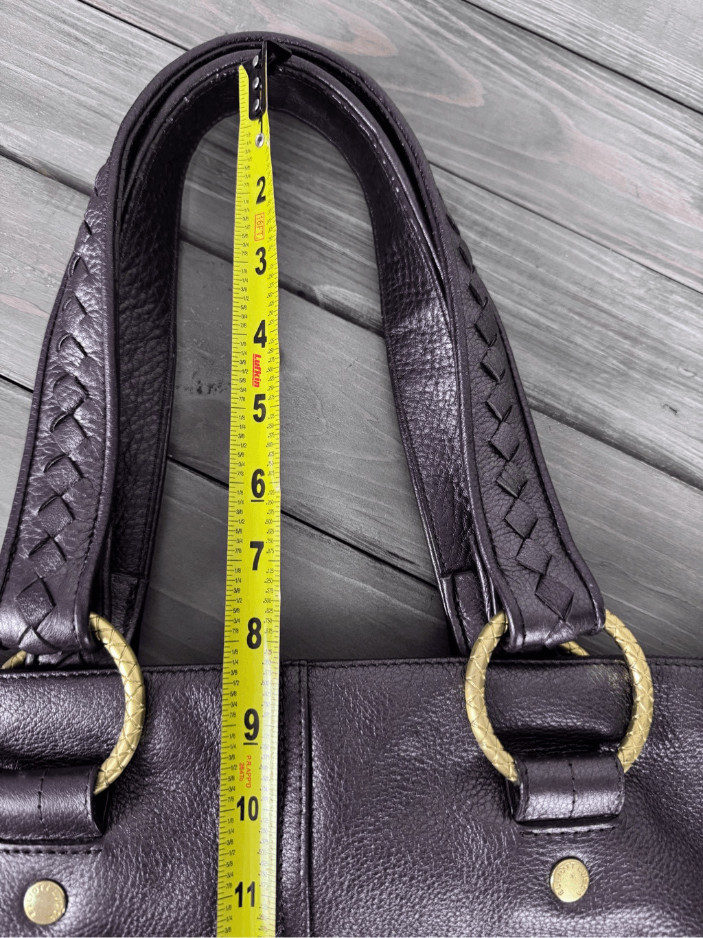Elliott Lucca Brown Sheen 100% Leather Tote Shoulder Bag