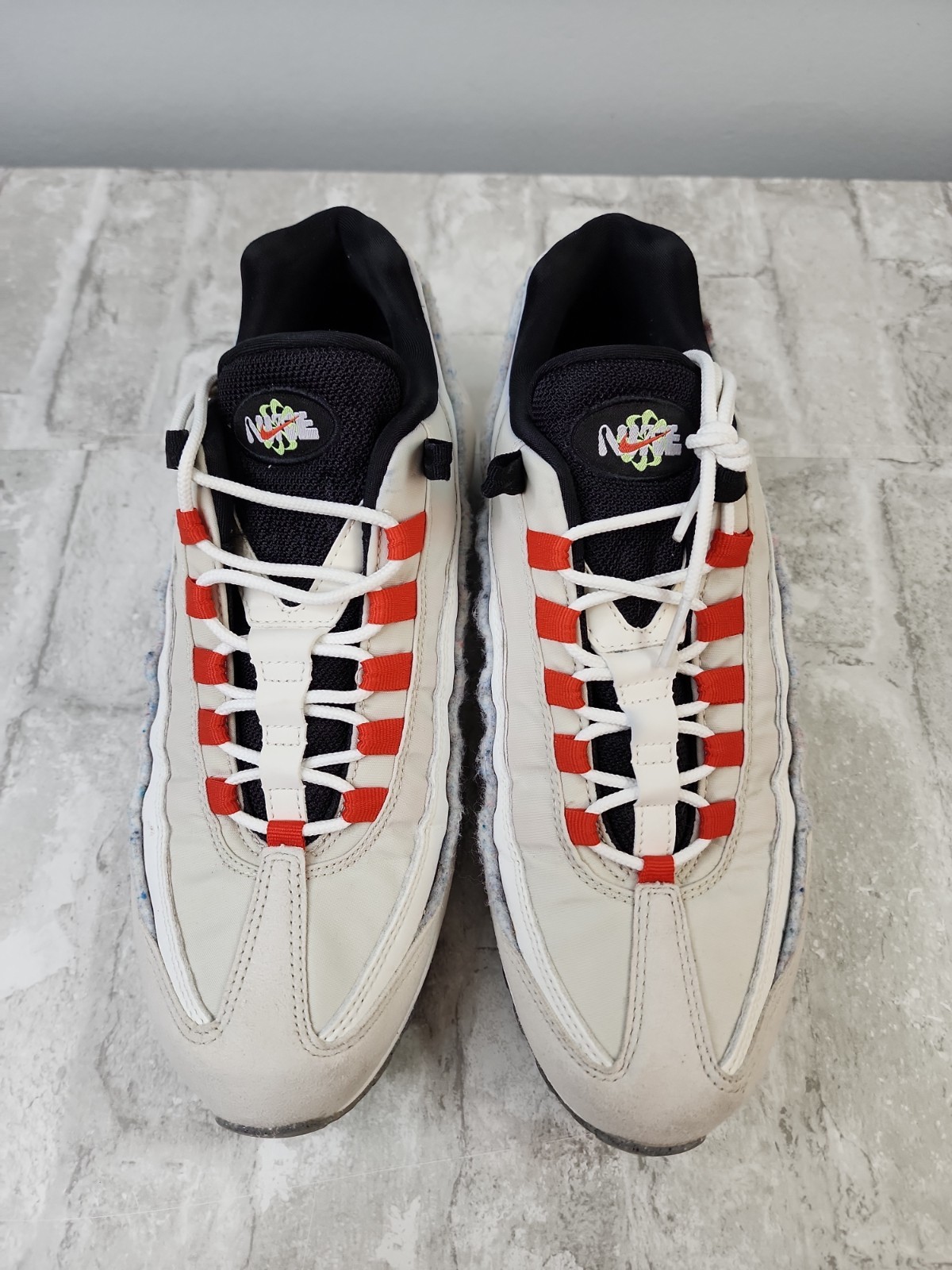 Nike Air Max 95 SE Double Swoosh Light Bone Habanero Red Mens Sz 9.5 DQ0268-002