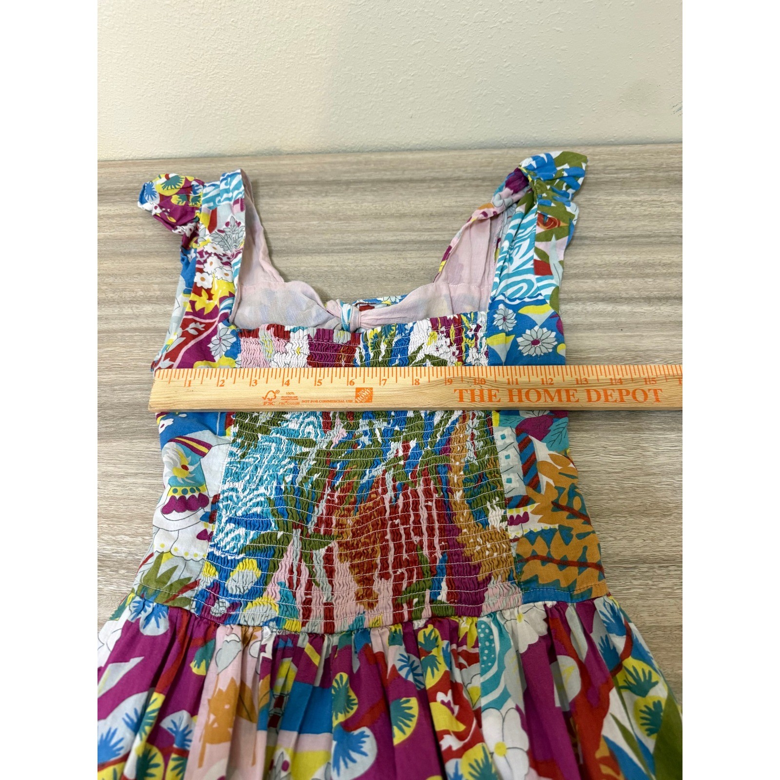 Caroline Constas Women Midi Dress M Multicolor Tropical Cotton Smock Boho Resort