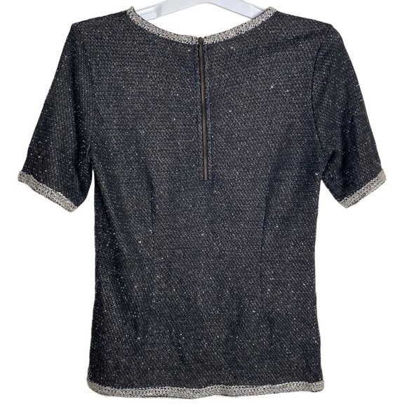CAbi Coco Shell Terry Boucle Tweed Sweater #542 Set in Sleeve Tshirt Sweater