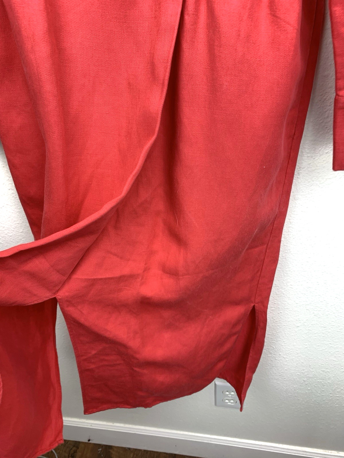 Reiss Emilie Midi Dress Linen Blend Size 4 Long Sleeve Watermelon Red