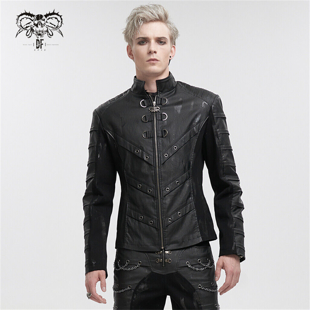 Devil Fashion Black Gothic Punk Rock Daily Wear Slim Fit Short Jacket For Men