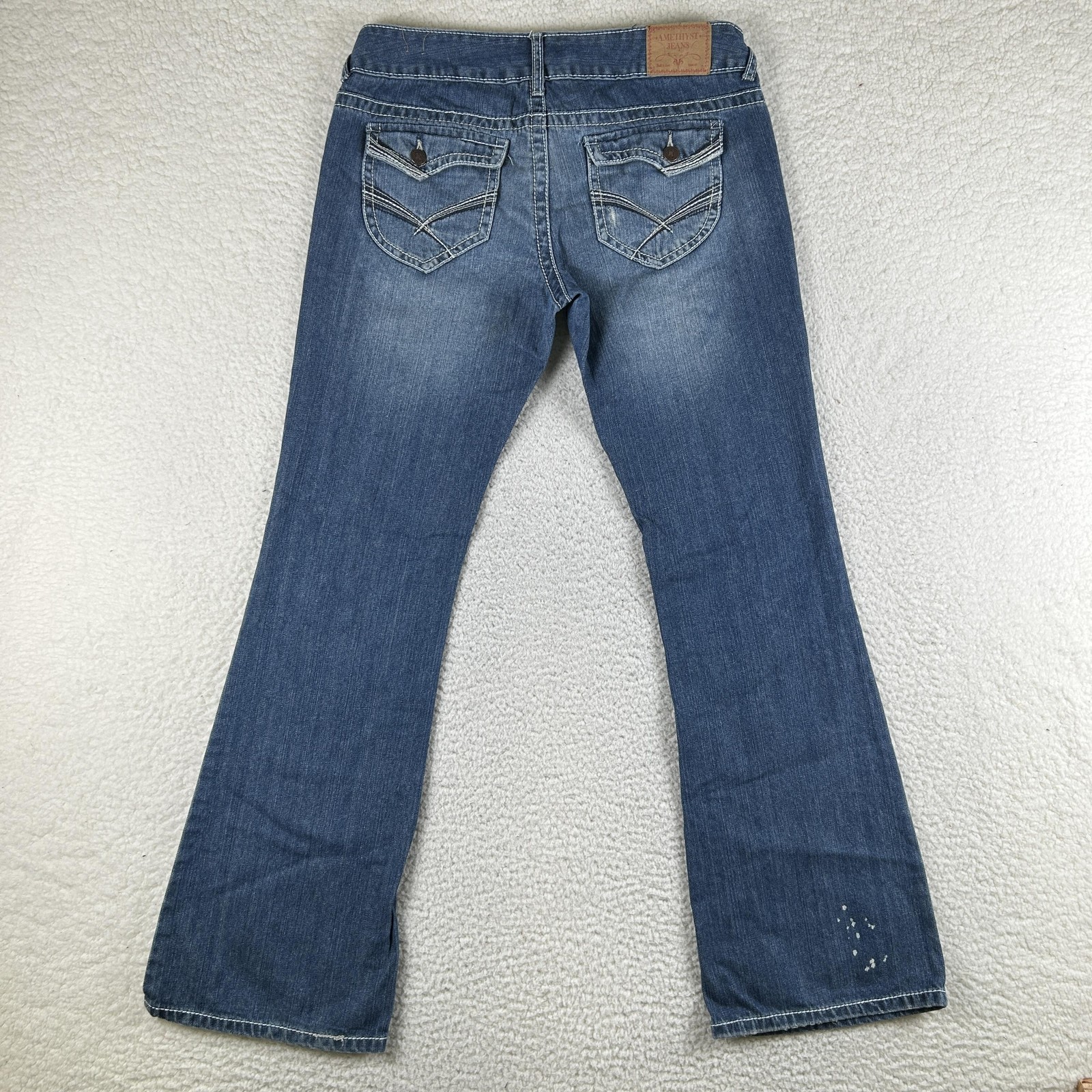 Vintage Amethyst Jeans Womens 11 Medium Wash Distressed Bootcut Low Rise Y2K