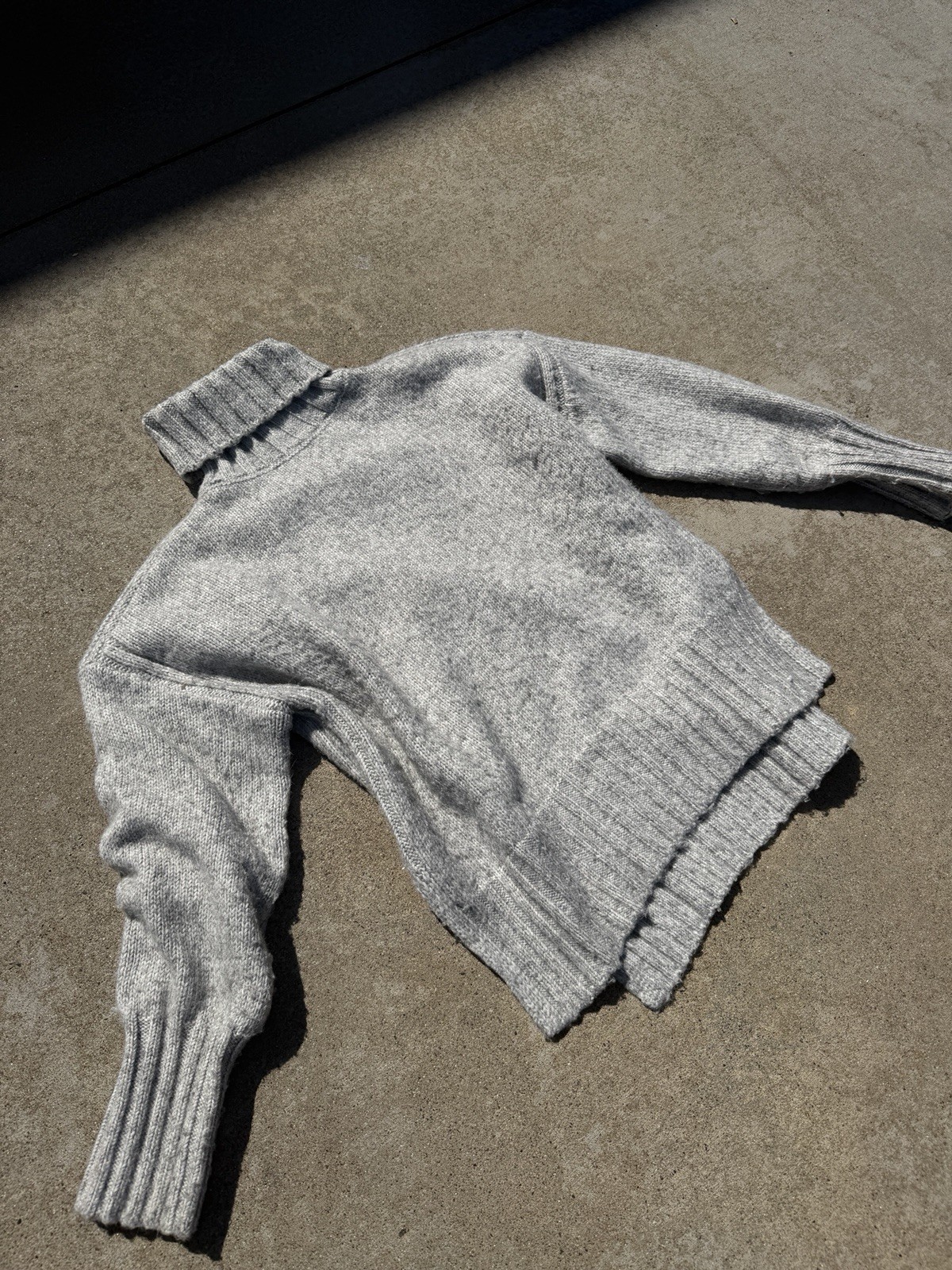 Pink Republic Gray Chunky-Knit Ribbed Turtleneck Pullover Sweater M Raglan