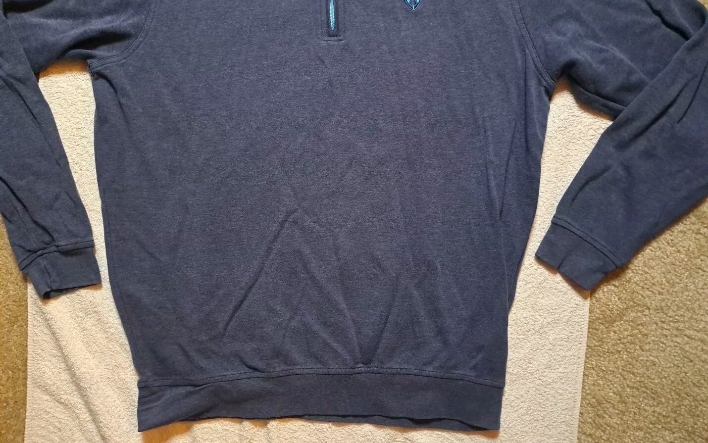 Peter Millar Sweater Mens Large Crown Comfort Worcester CC 1/4 Zip Blue Golf