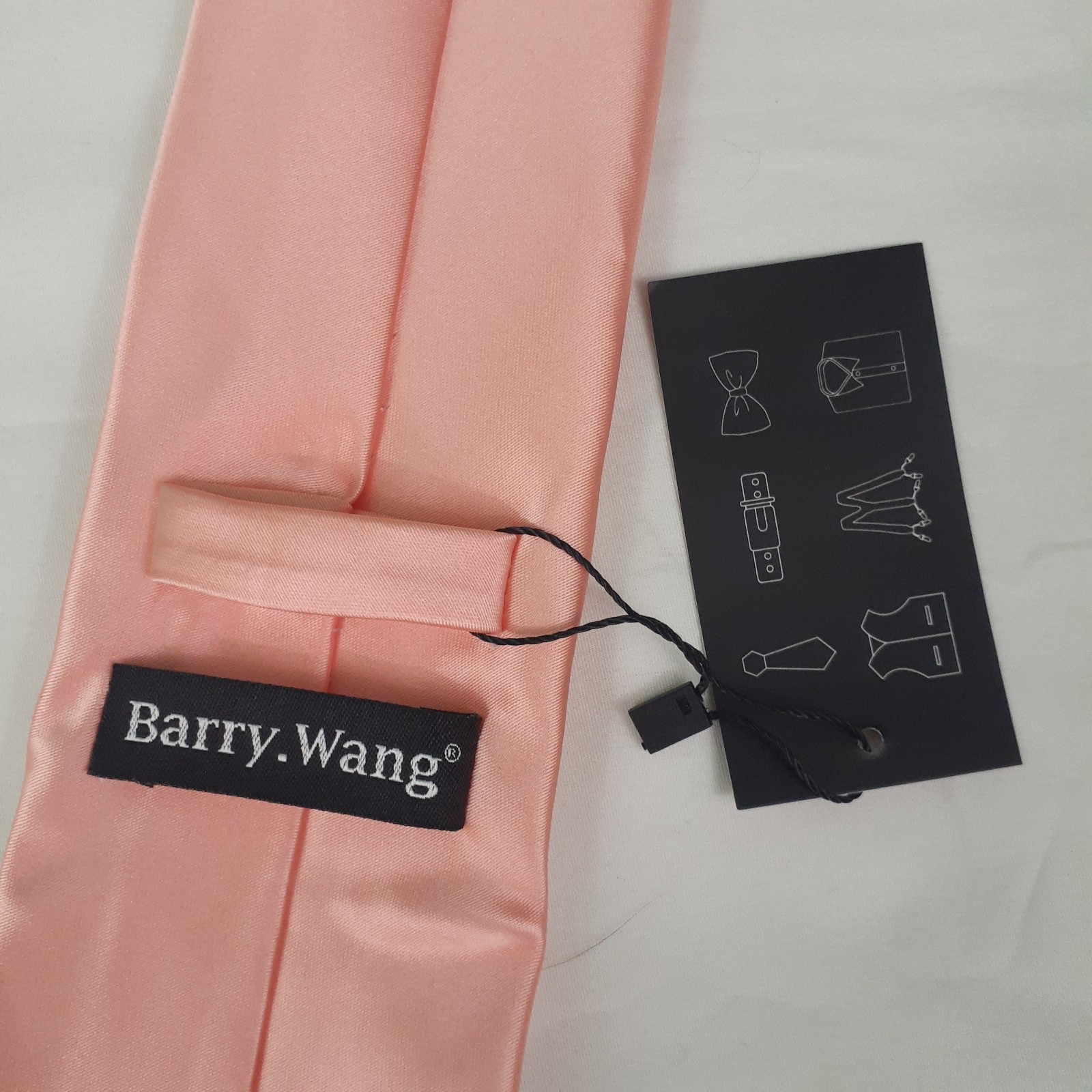 Barry Wang 100% Silk Mens Tie Pink Hand Tailored Italy Classic New Tags Necktie