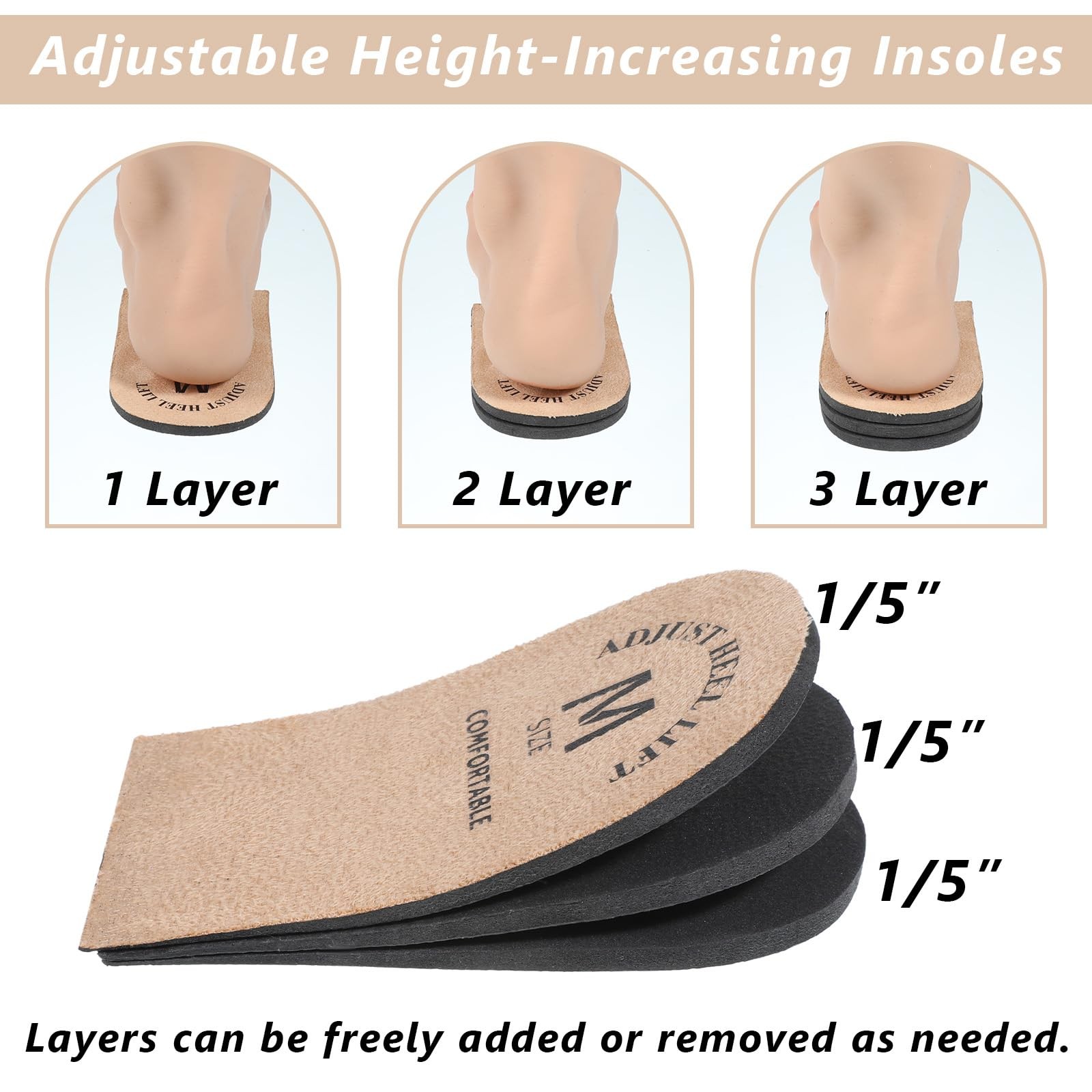 2 Pcs Height Increase Inserts, Heel Lifts, Adjustable Heel Lifts for Shoes, H…