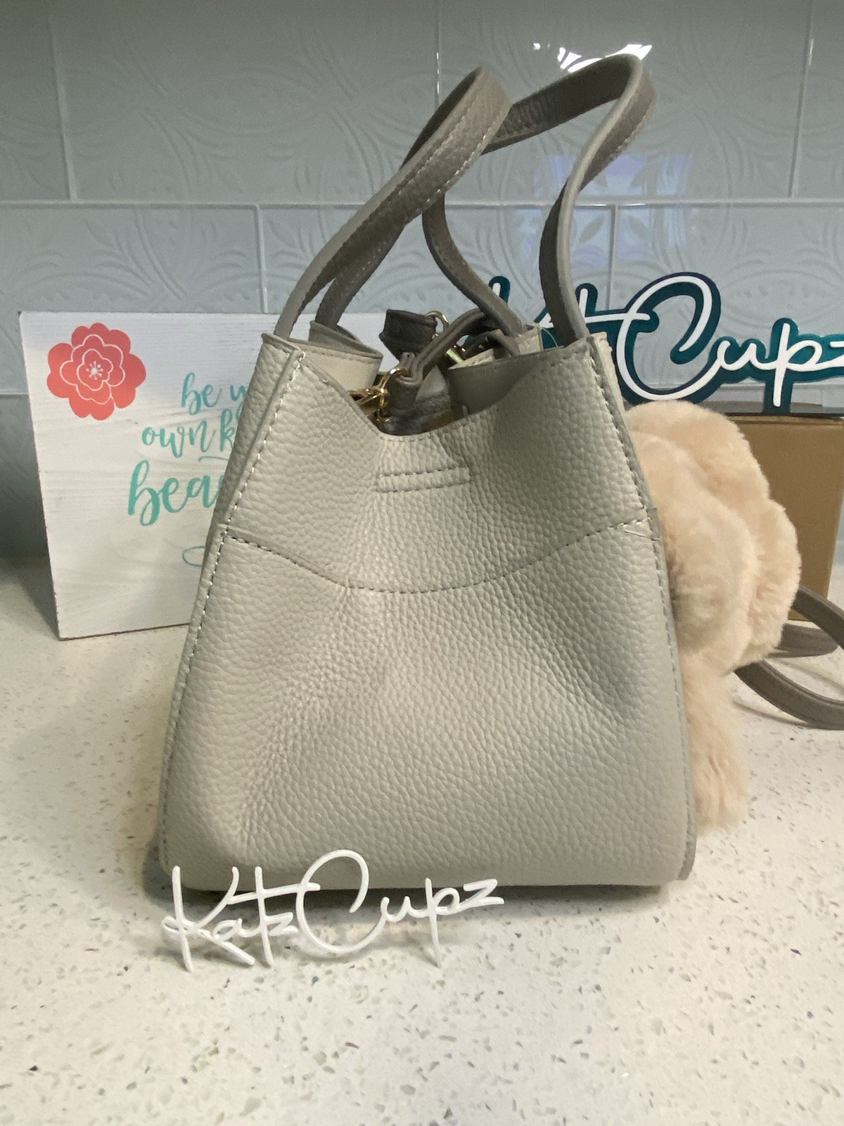 Starbucks Gray Top Handle Bag w/Bunny Charm & Detachable Strap, ‘21 China Autumn