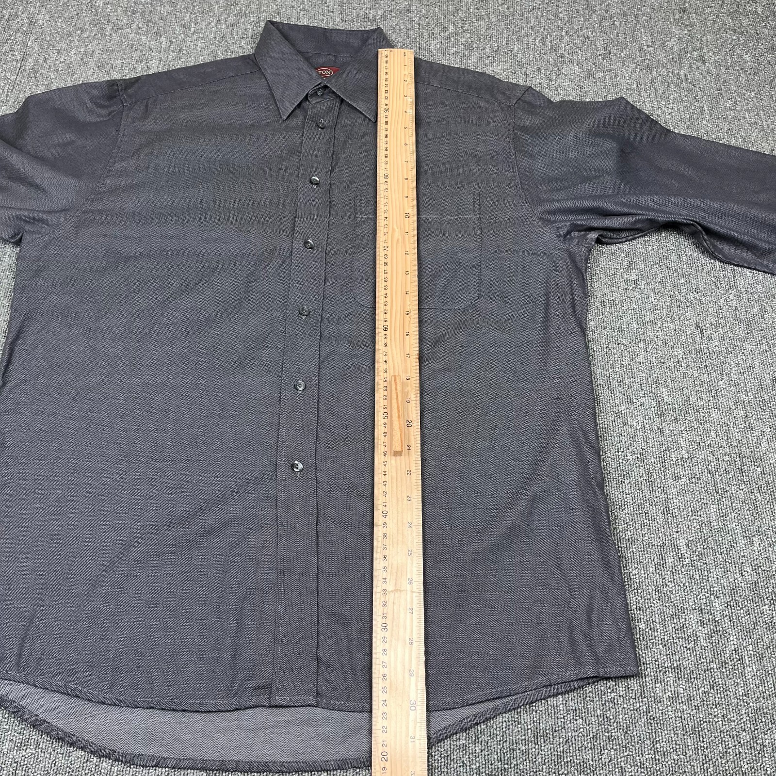 Eton Shirt Mens 16 Black Etastar Long Sleeve Barrel Cuff Pocket Smart Office