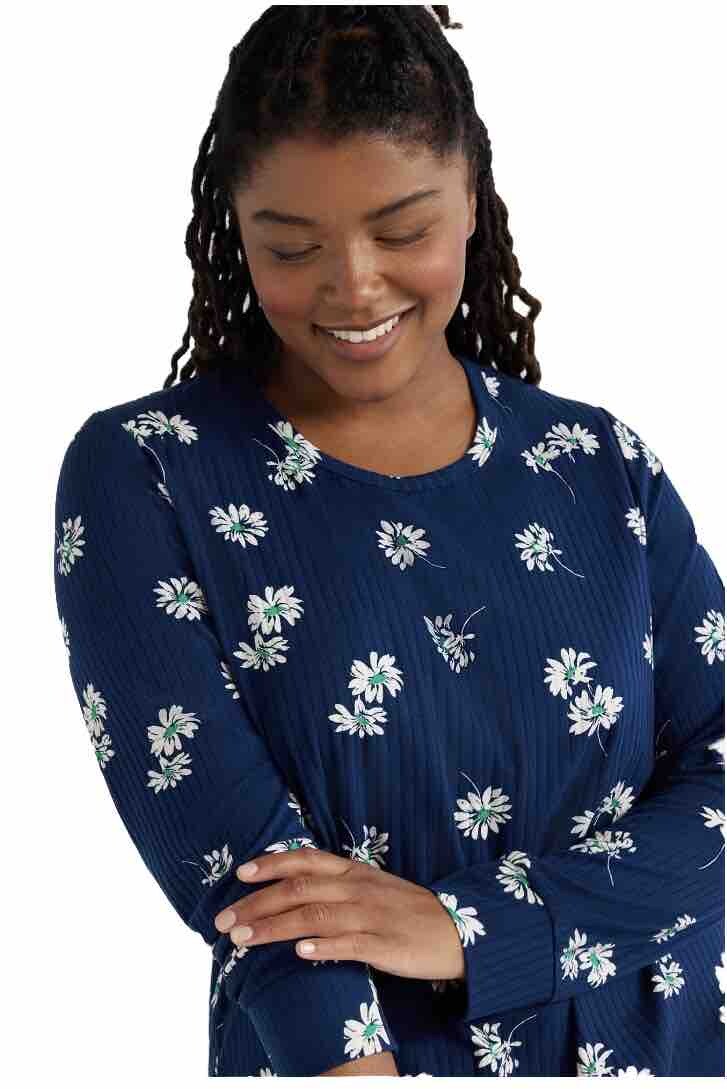 Joyspun Womens Ribbed Ultra Soft 2 Piece PJ set, sizes S, M, L, XL, 2XL, 3XL