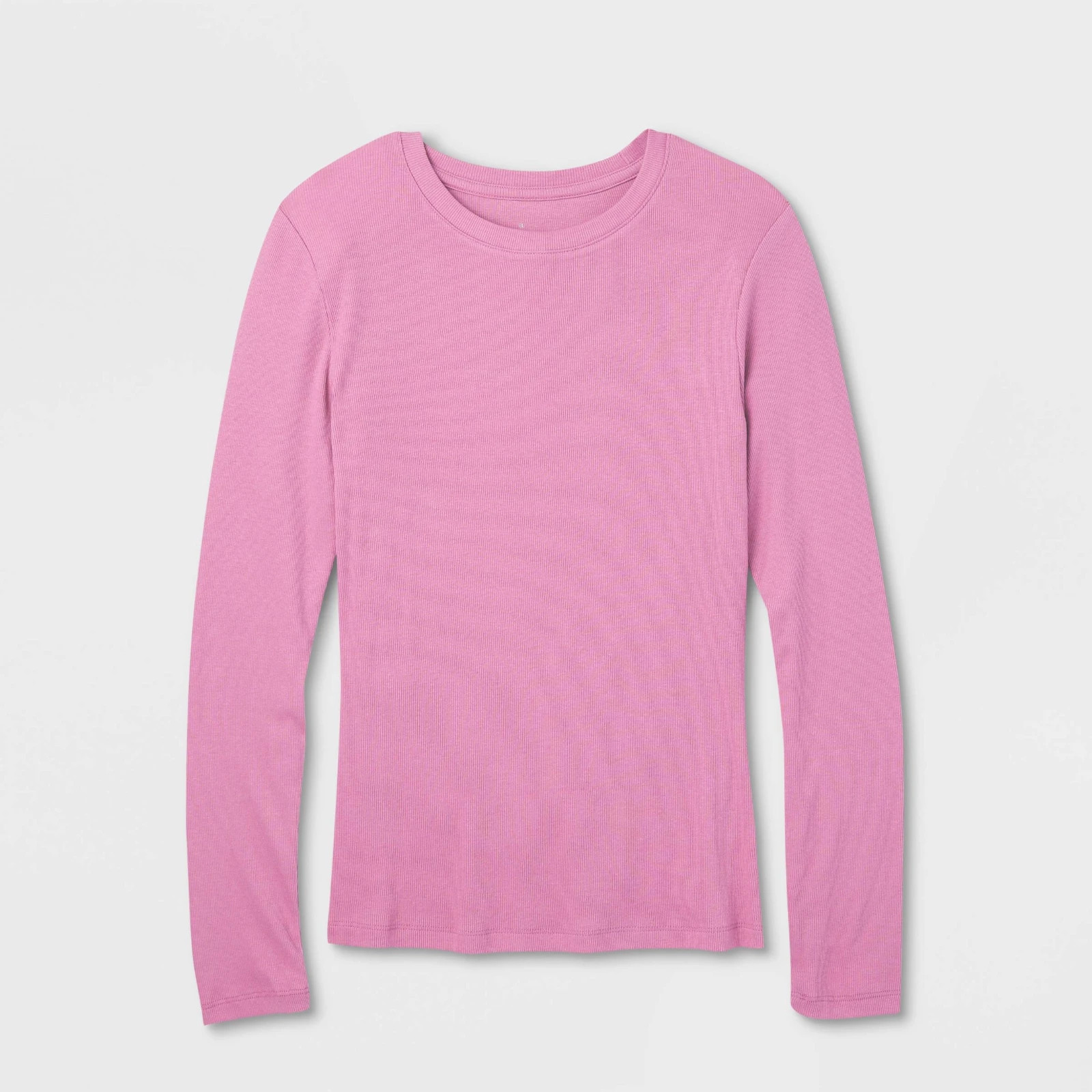 Medium – Womens Slim Fit Long Sleeve Ribbed T-Shirt – A New Day – Mauve