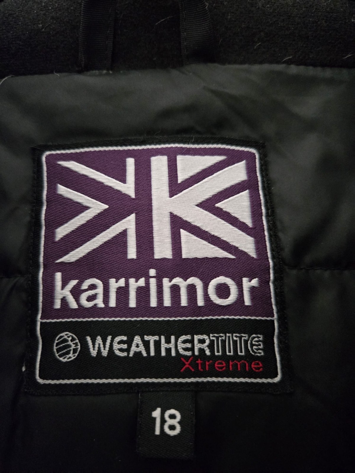 Karrimor Black ‘KS-650+ Weathertite Xtreme’ Feather and Down Coat, Size 18
