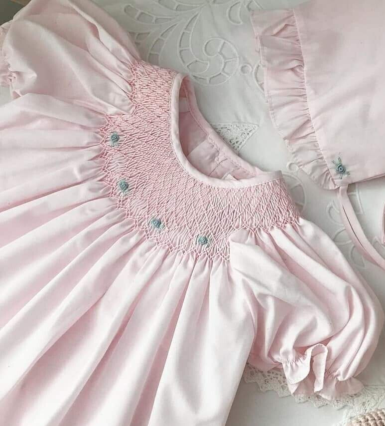 NWT Petit Ami Pink Bishop 9M Smocked Baby Girls Dress Daygown Bonnet 9 Months