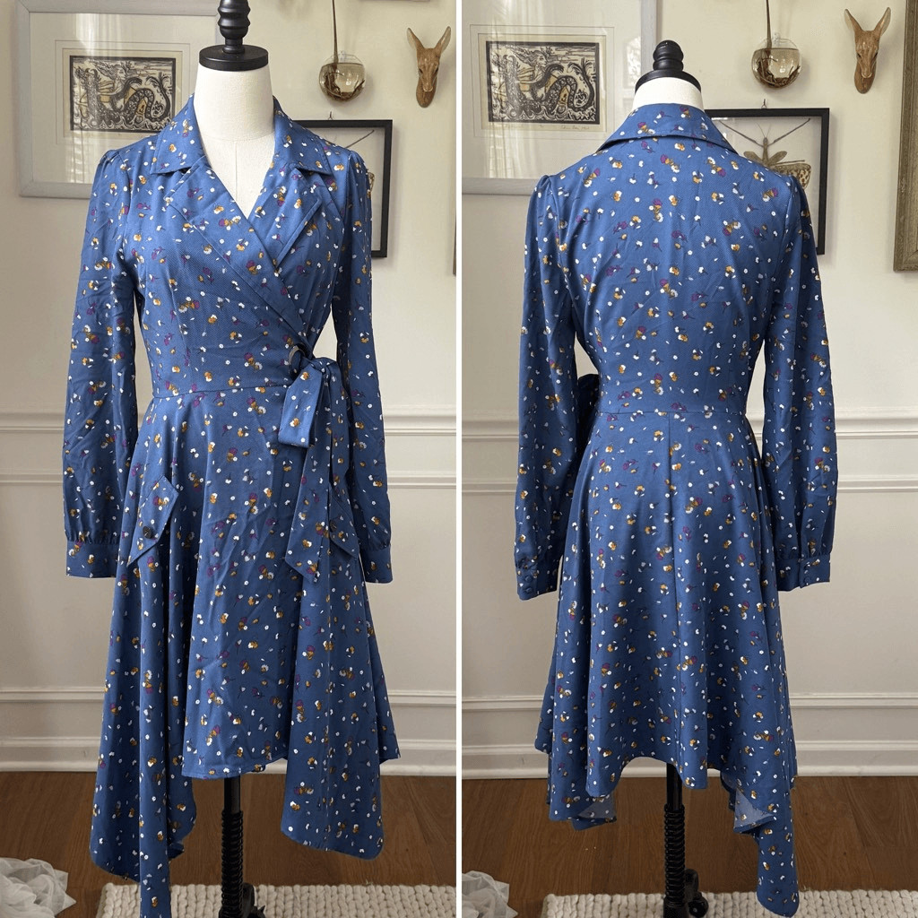 Chriselle Lim Collection Wren Floral Print Trench Dress Dusty Blue Floral $110 M