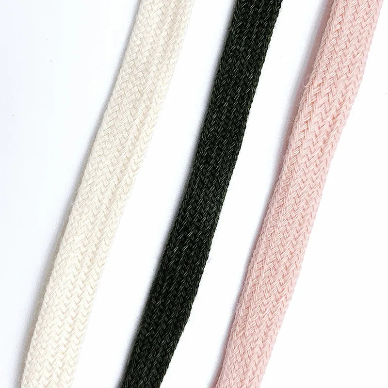 0.8cm Classic Cotton Shoelaces for Sneakers Canva Shoes Solid-Color Flat Laces N