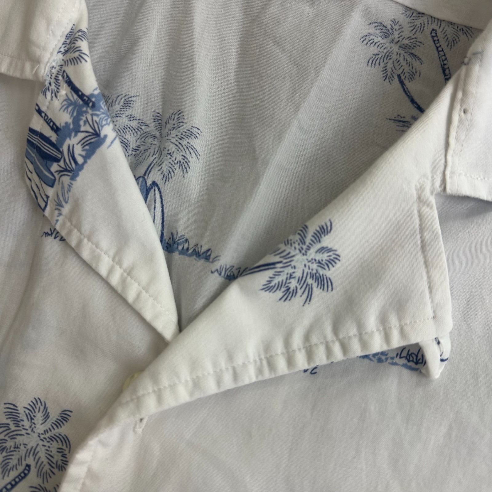 Brooks Brothers Hawaiian Camp Loop Shirt Blue Palm Tree Surfboard Regent Mens L