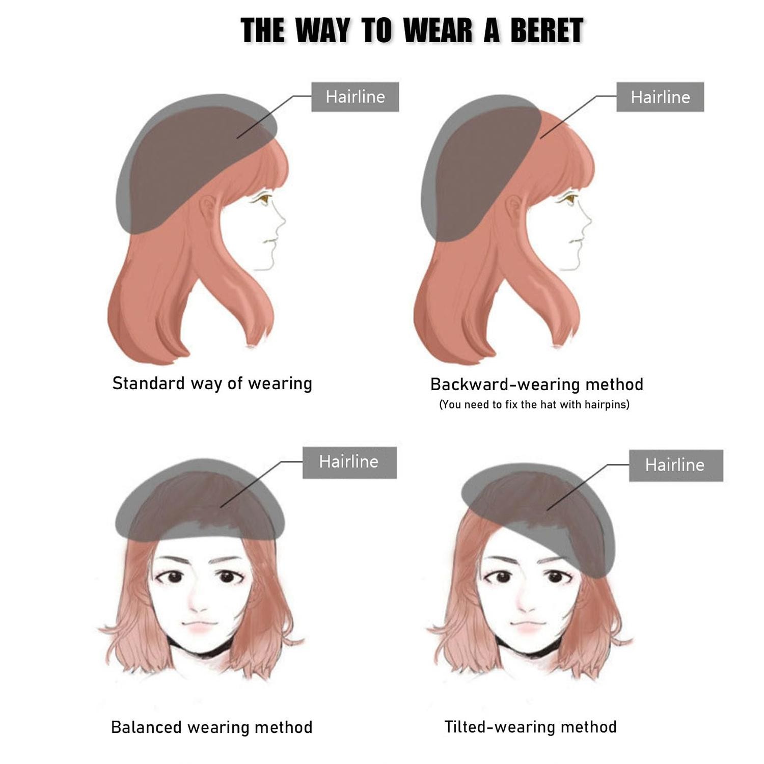 Women’s Beret Hat French Classic Solid Color Winter Warm Fashion Cap Retro Hats
