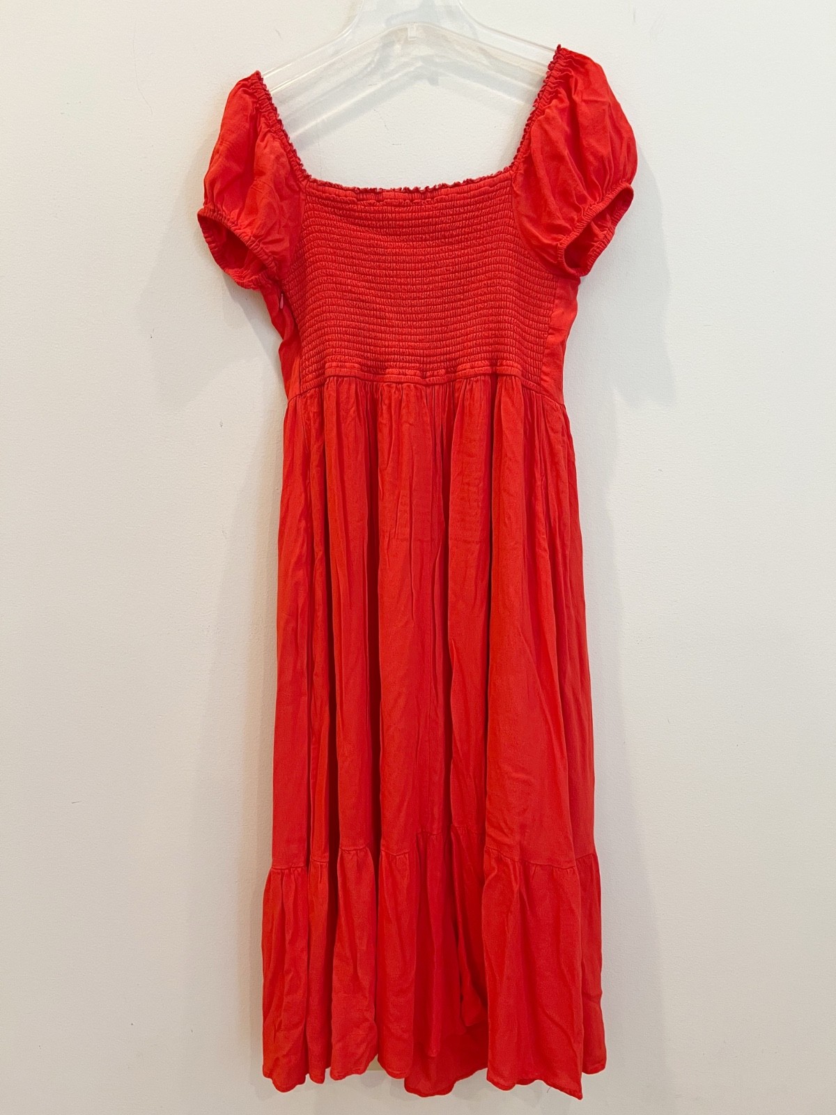 Baltic Born Dress Extra Large Ilona Cherry Red Maxi Puff Sleeve Tiered Lined