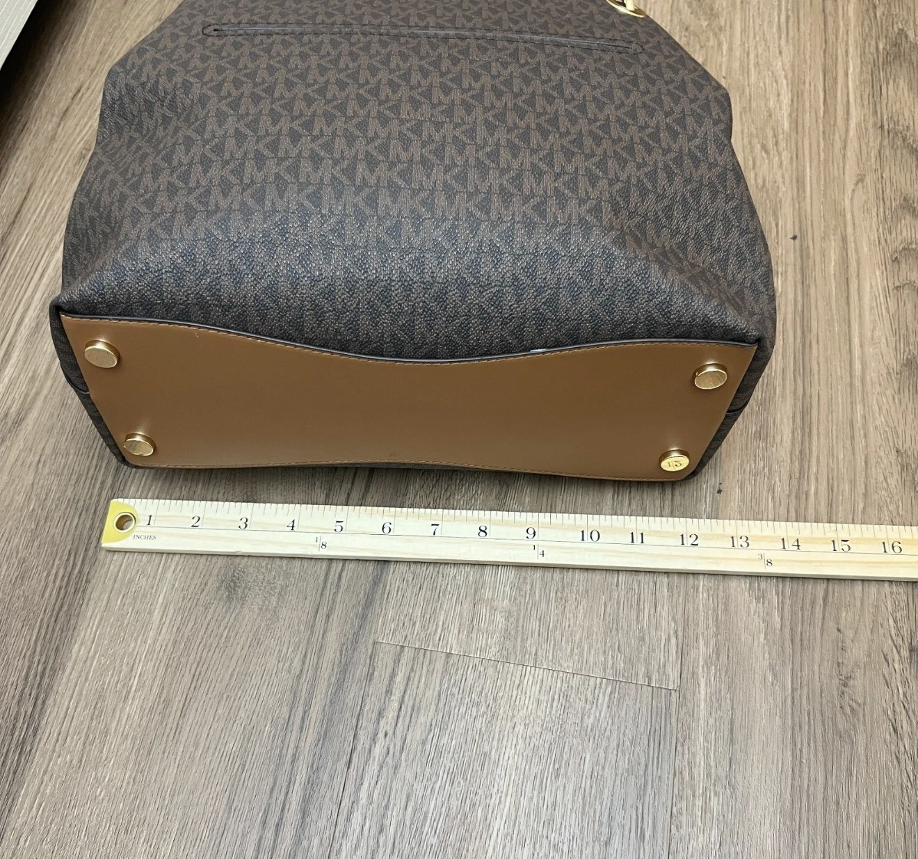 Michael Kors Kensington Large Tote Brown MK Signature Trim Gold Hardware