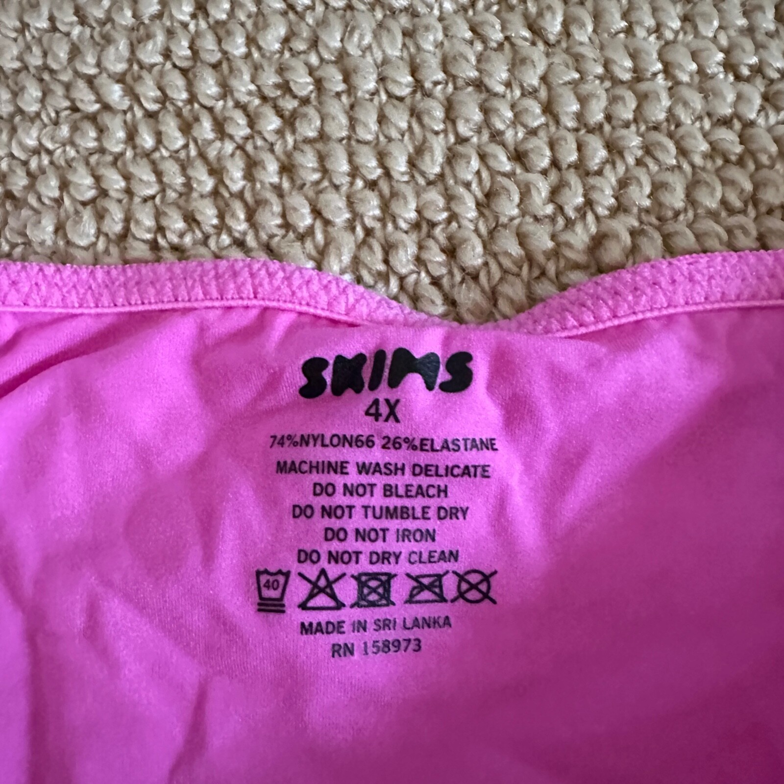 Skims Neon Orchid Micro Cording V Neck Crop Top Bralette, Size 4X New