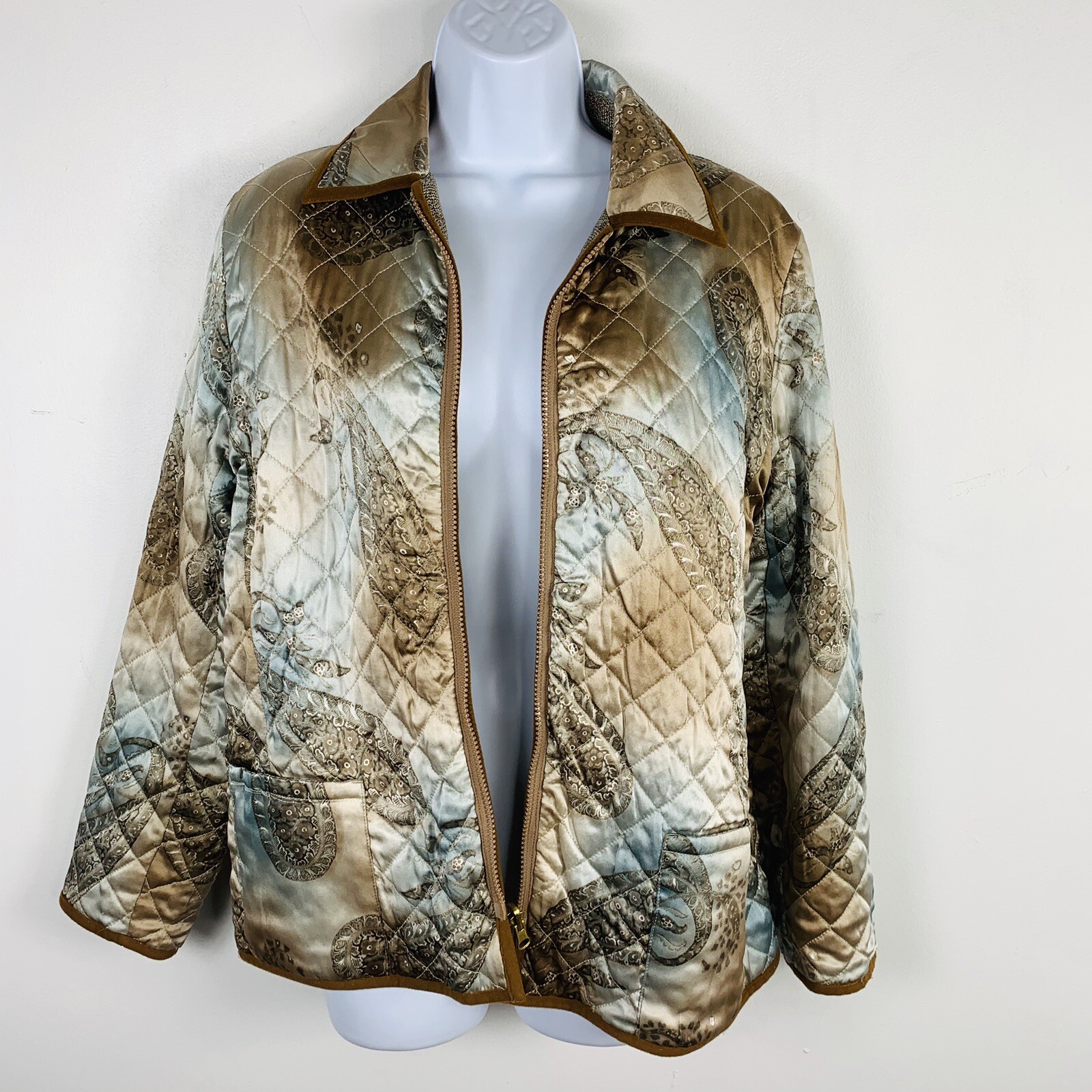 Harvé Benard Reversible Jacket Sz 10 Quilted Zip Up Animal Print Plaid VINTAGE