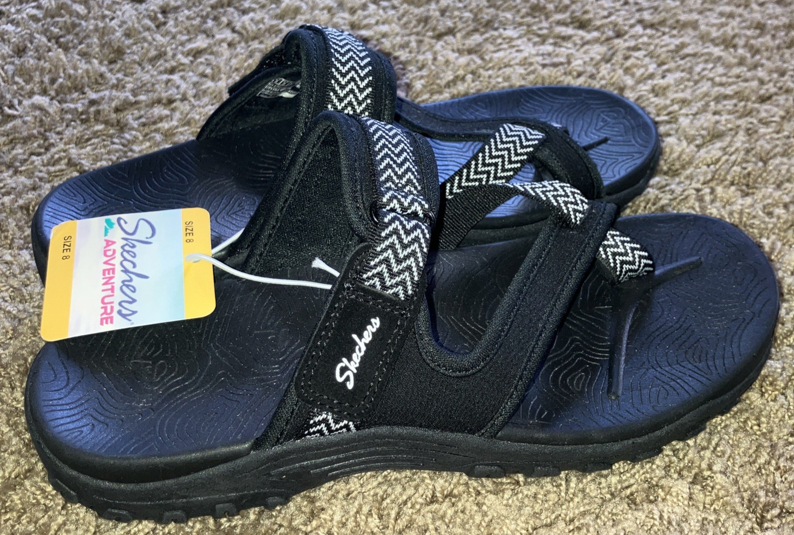 Skechers Adventure Reggae Hook & Loop Strap Slide New Sandal Womens Size 8
