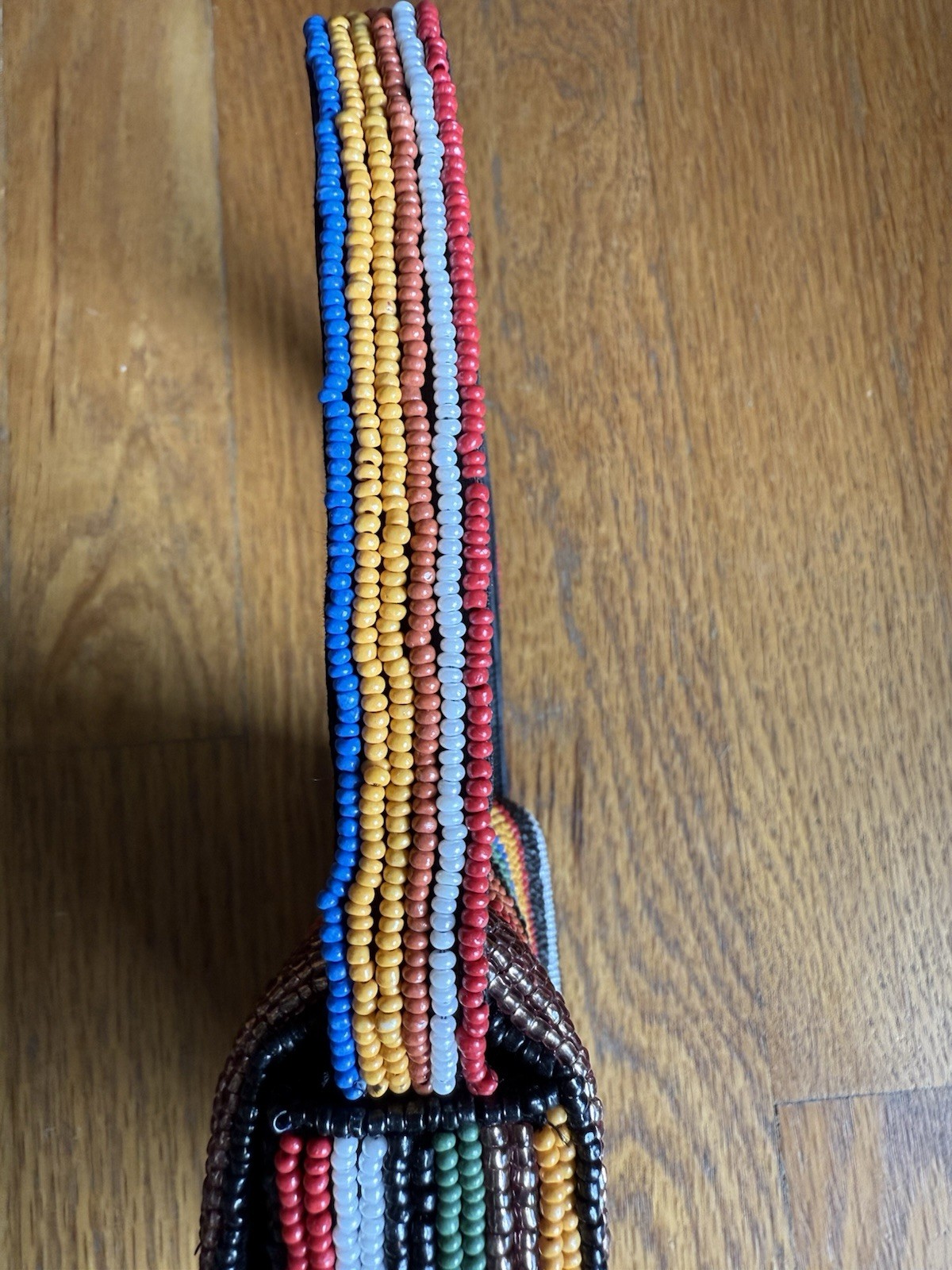 ANTHROPOLOGIE FIONA SUPER MINI BEADED BAG PURSE WALLET MULTI STRIPE NWOT