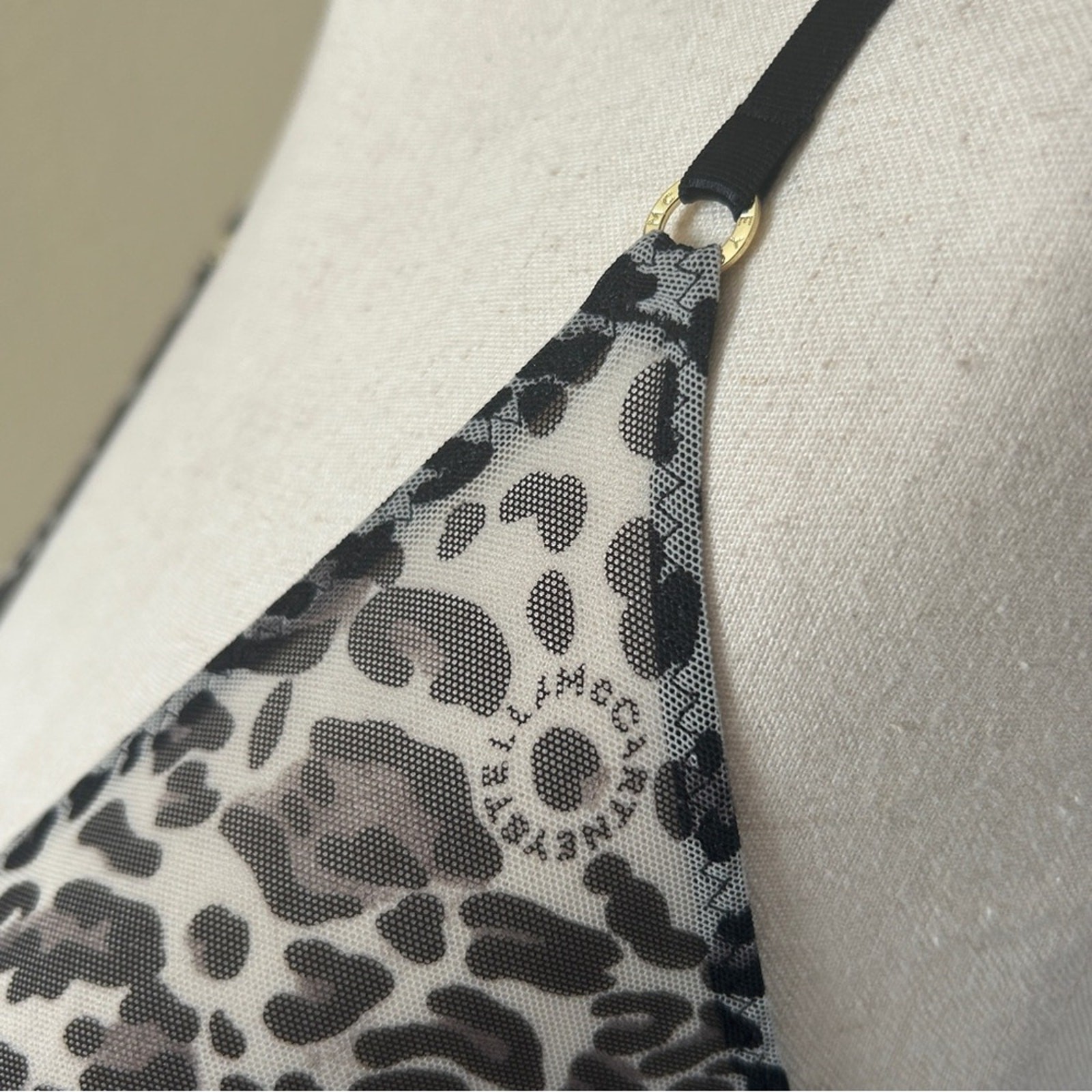 Stella McCartney Leopard Print Triangle Mesh Bra with Logo Band Sz Small NWT