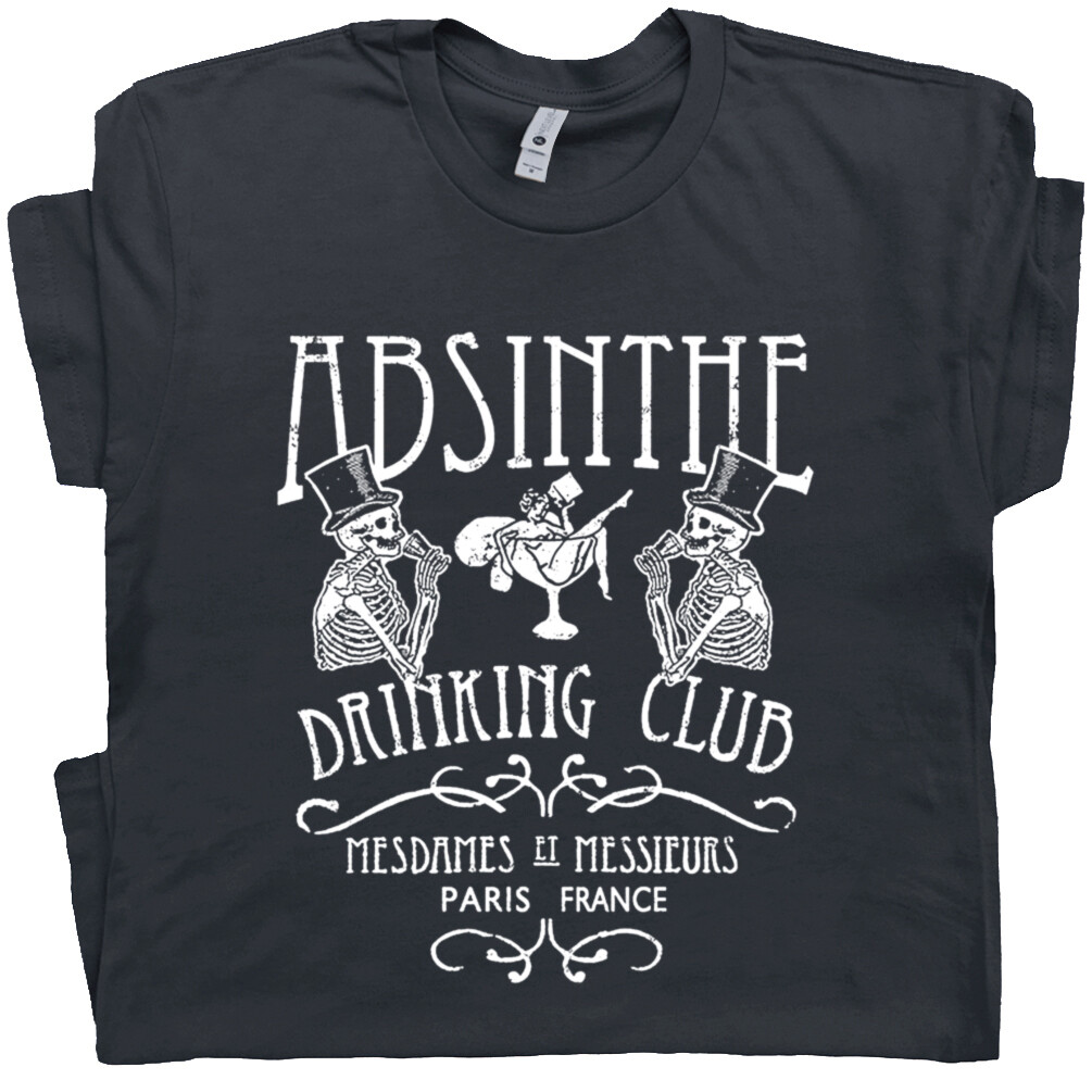 Absinthe Bar T Shirt Paris France Cool Drinking Vintage Beer Alcohol Mens Womens