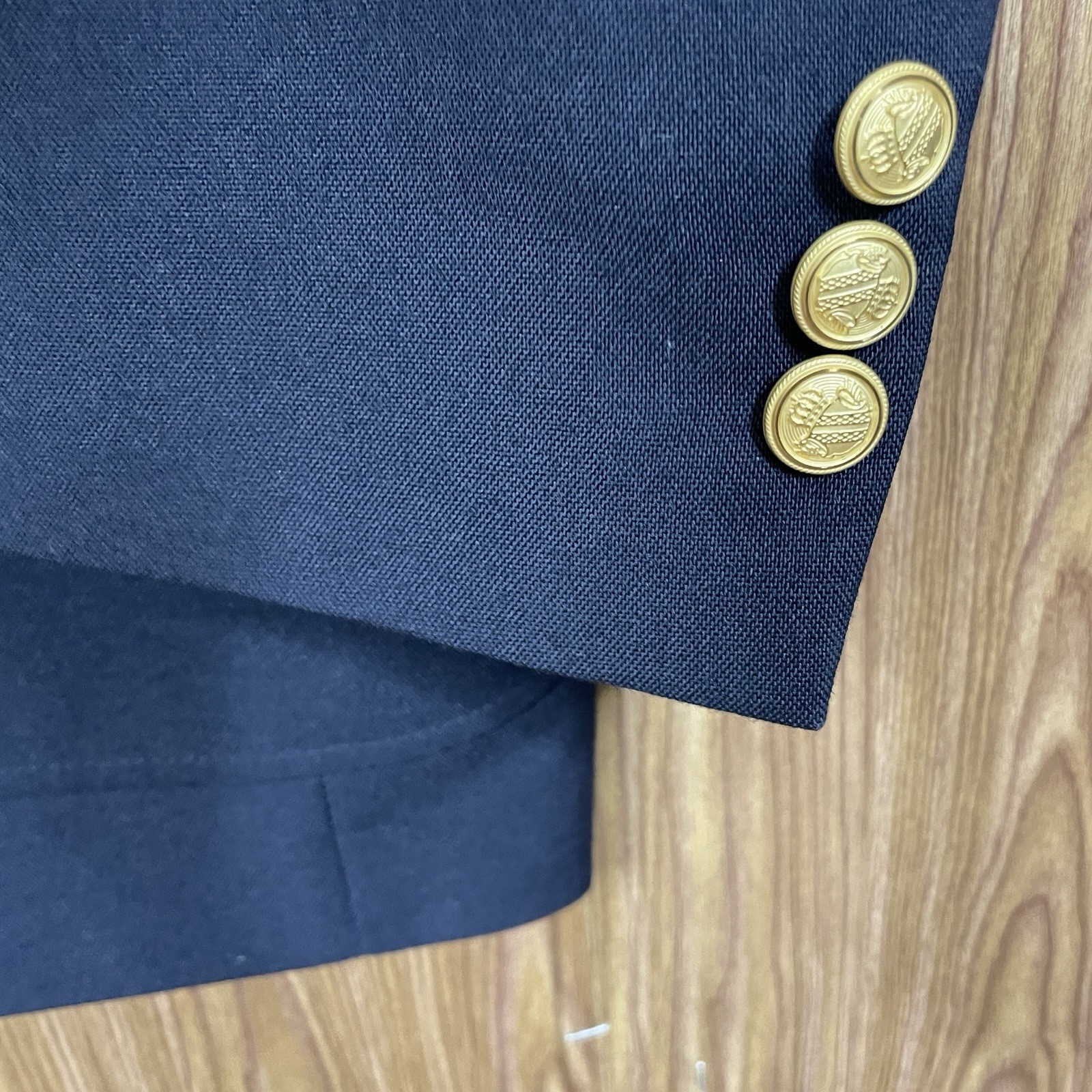 David Taylor Blazer Jacket Mens 40R Navy Blue Solid Hopsack Gold Buttons